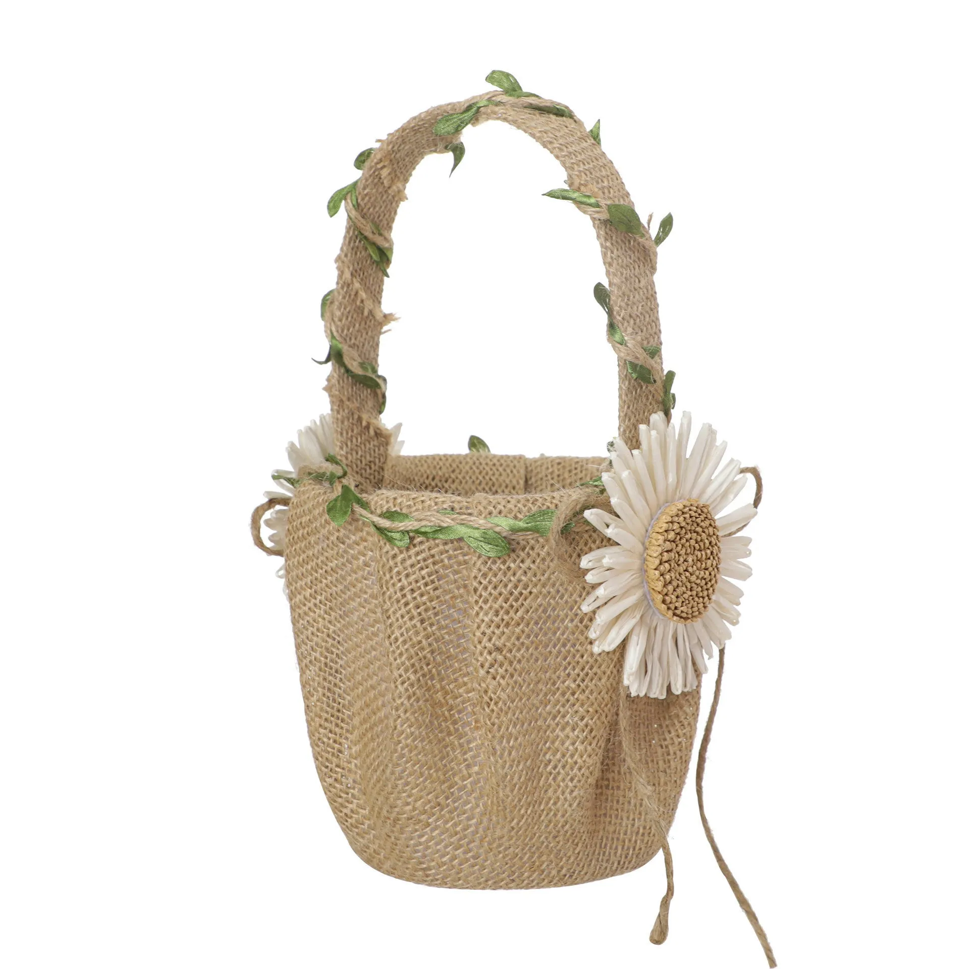 Retro Cotton Linen Flower Basket Flower Basket Rattan Daisy Decoration, HL-5722 sold by ChicSew product image thumbnail 4