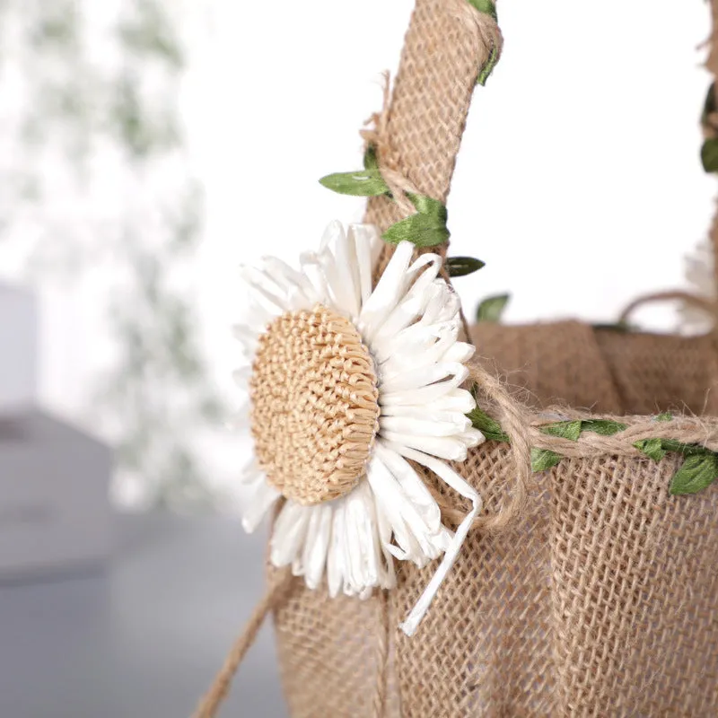 Retro Cotton Linen Flower Basket Flower Basket Rattan Daisy Decoration, HL-5722 sold by ChicSew product image thumbnail 2