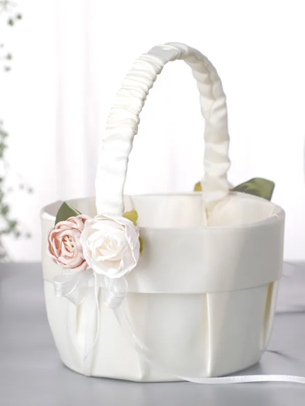 Satin Flower Lace Bow Small Portable Flower Basket, HL-5778 sold by ChicSew