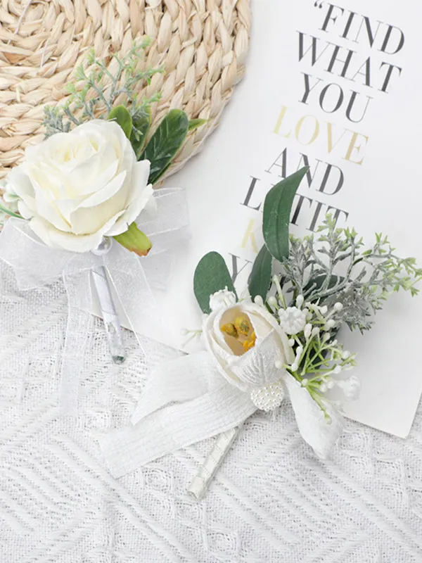 Mori Wrist Flower Wedding Corsage Creative Fresh White Wrist Flower Suit, CG6658 sold by ChicSew