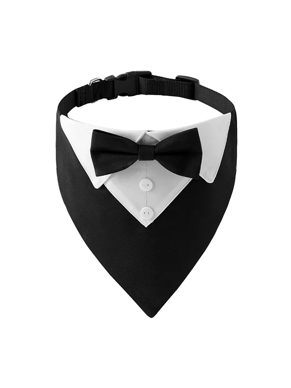 Formal Dog Tuxedo Wedding Bandana with Bowtie Adjustable Outfit for Dogs Pets sold by ChicSew