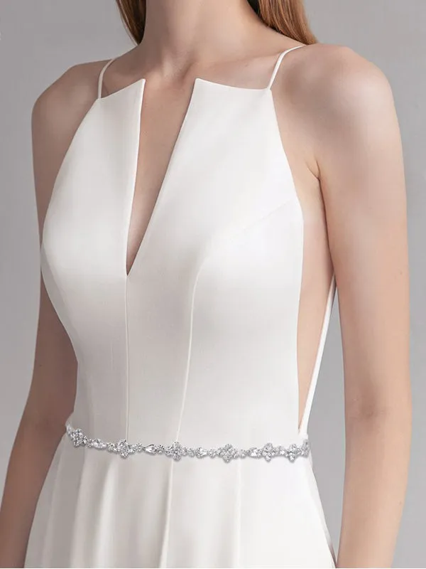 Simple Sparkly Beaded Thin Brides Sash For Wedding,S305 sold by ChicSew