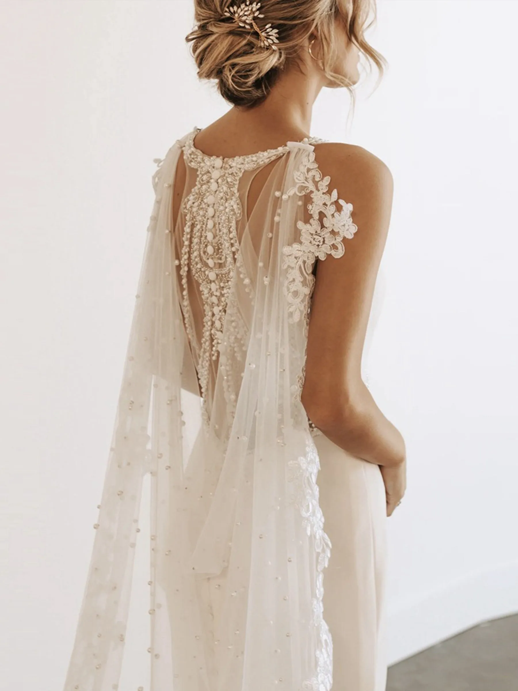 Elegant Pearl Tail Lace Shawl, VG59 sold by ChicSew product image thumbnail 4