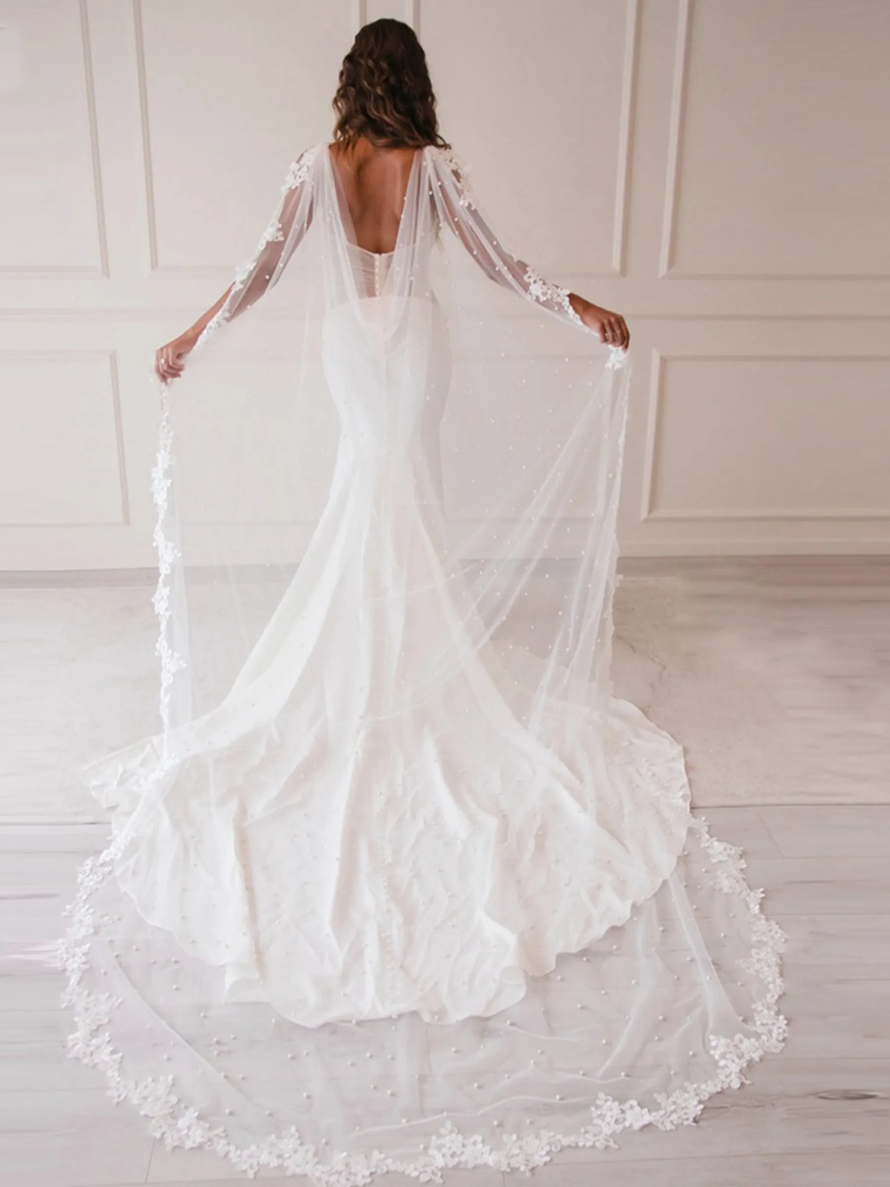 Elegant Pearl Tail Lace Shawl, VG59 sold by ChicSew