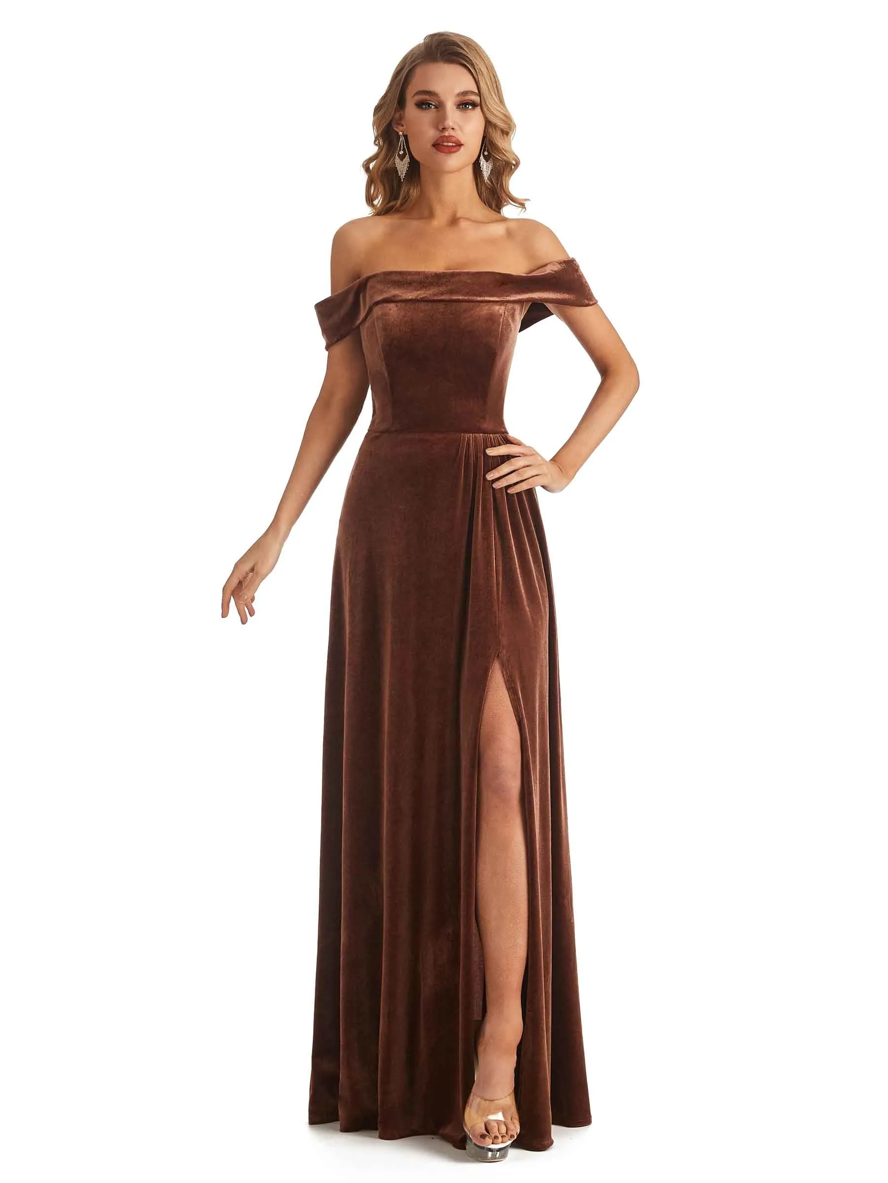 Elegant Mermaid Off The Shoulder Velvet Long Maid of Honor Dresses sold by ChicSew