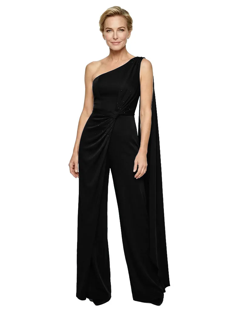 Chic One Shoulder Satin Pantsuits For Mother Of The Bride sold by ChicSew product image thumbnail 4