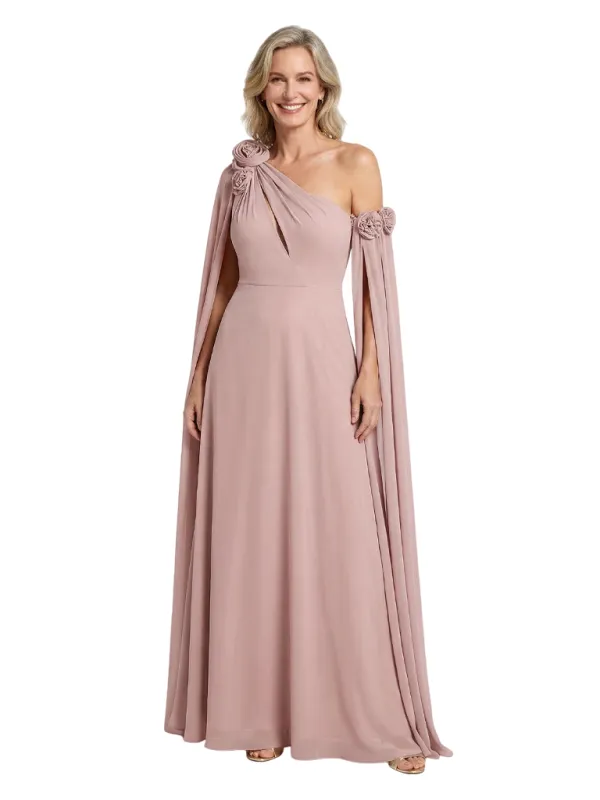 Unique Asymmetrical Long Sleeves Chiffon Mother of the Bride dresses sold by ChicSew