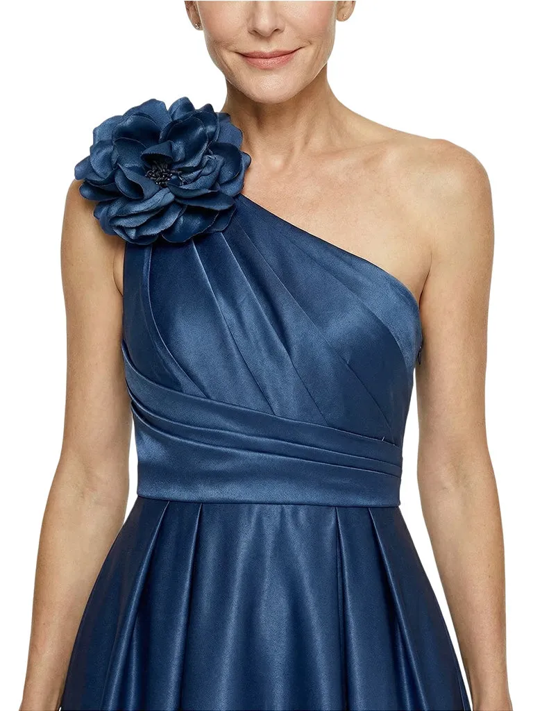 Elegant One Shoulder Satin A-Line Mother Of The Bride Gown With Unique Floral Applique sold by ChicSew product image thumbnail 2