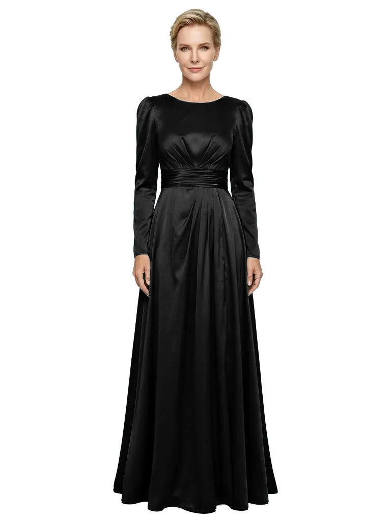 Modest Long Sleeves Scoop Neckline Satin Mother Of The Bride Gown sold by ChicSew product image thumbnail 4