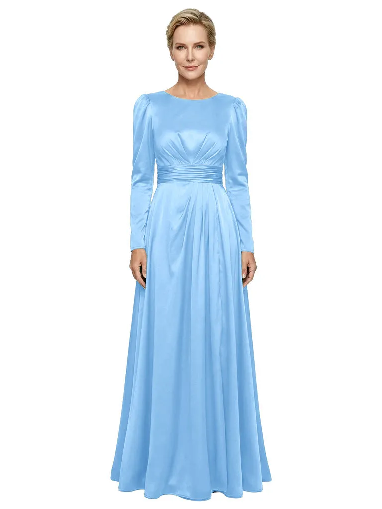 Modest Long Sleeves Scoop Neckline Satin Mother Of The Bride Gown sold by ChicSew product image thumbnail 5