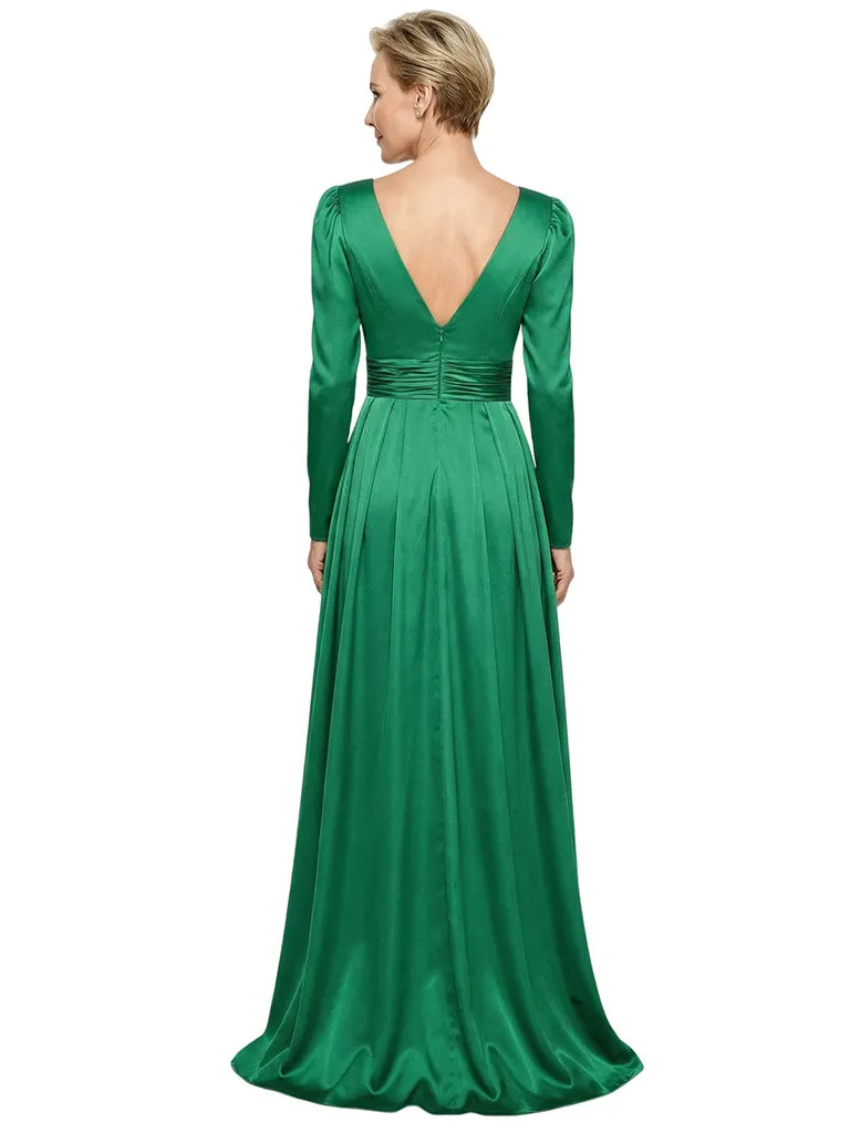 Modest Long Sleeves Scoop Neckline Satin Mother Of The Bride Gown sold by ChicSew product image thumbnail 2