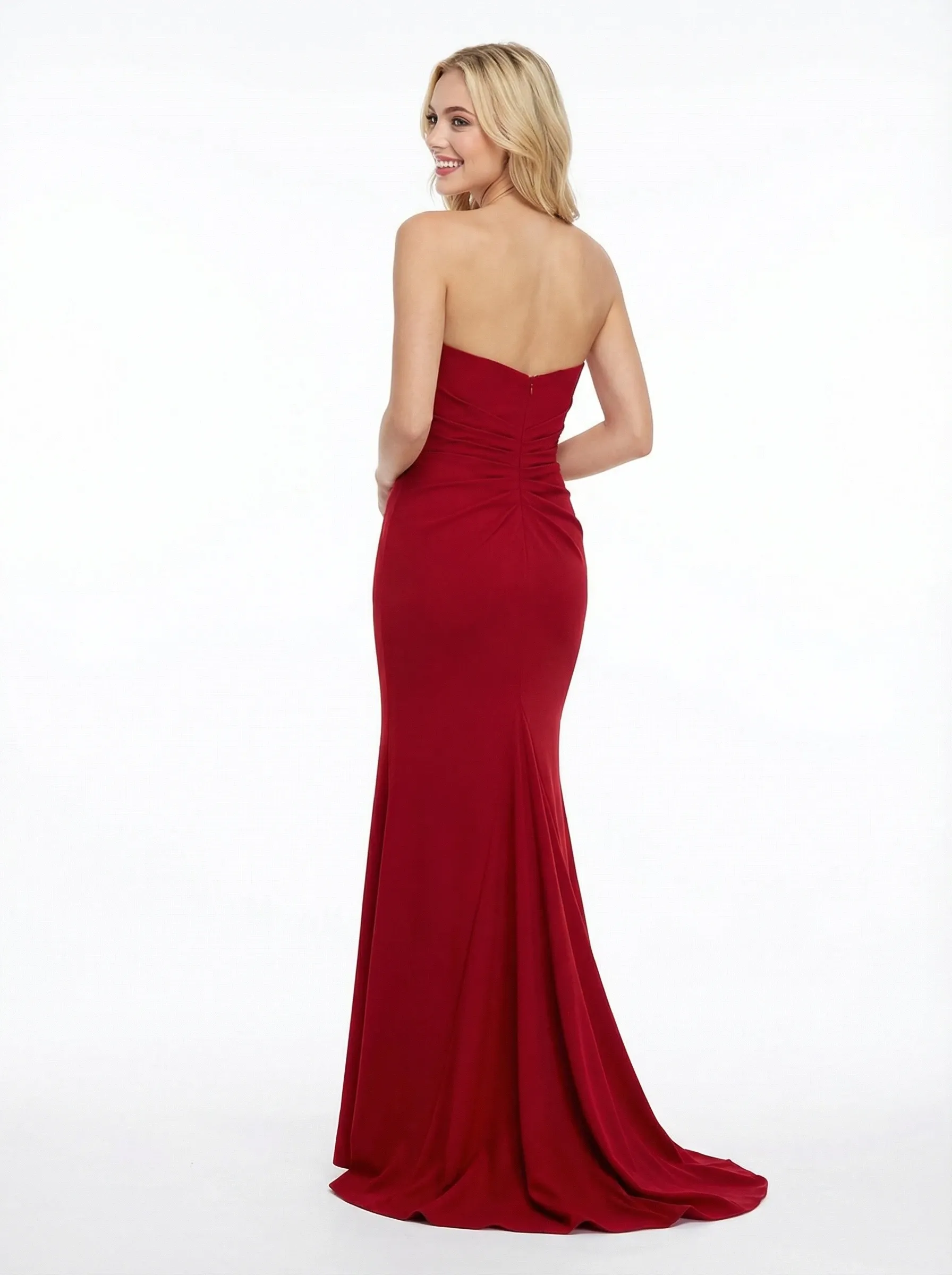 Elegant Jersey Strapless Ruffles Mermaid Prom Dress with Slit sold by ChicSew product image thumbnail 4