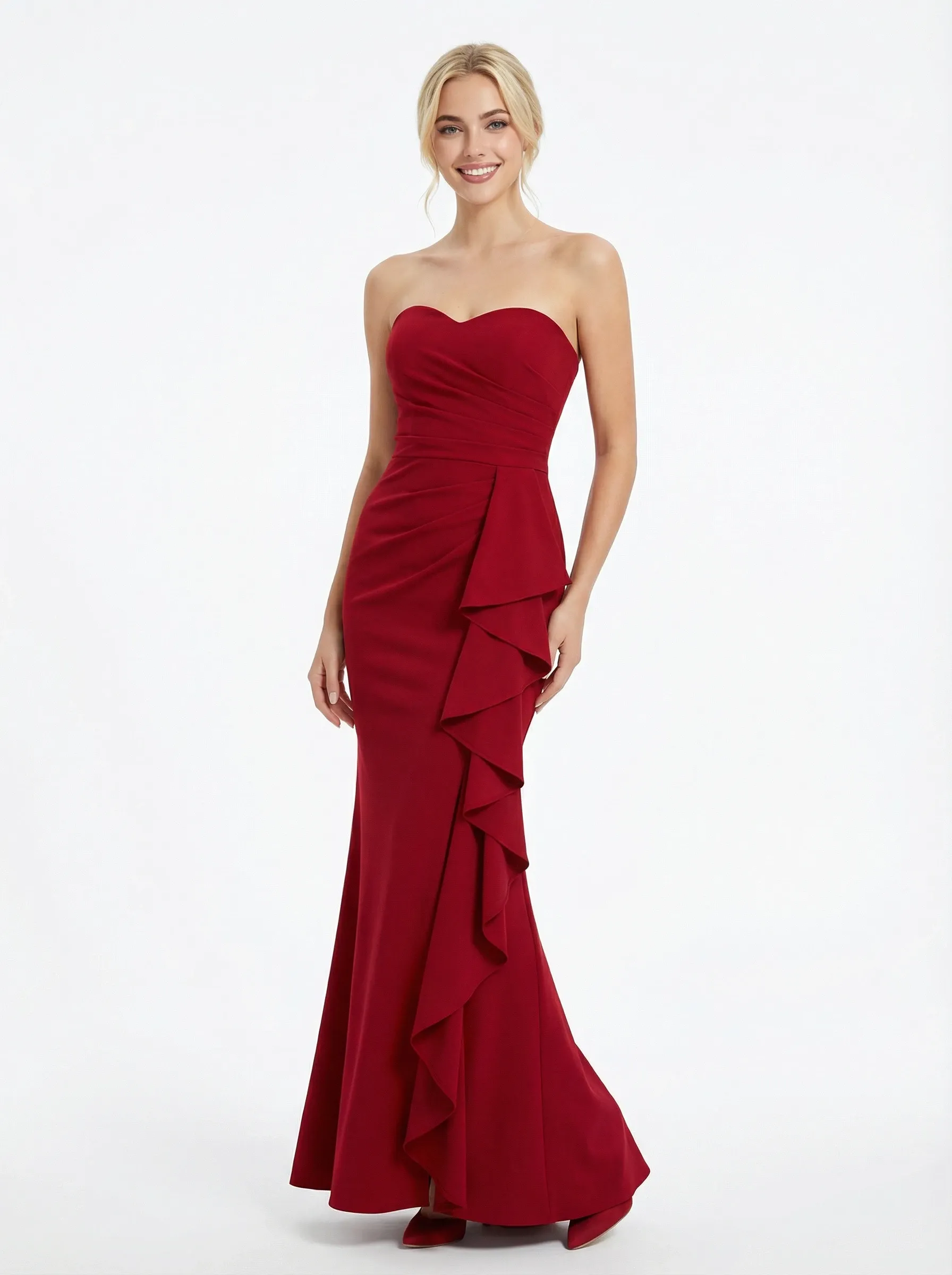 Elegant Jersey Strapless Ruffles Mermaid Prom Dress with Slit sold by ChicSew product image thumbnail 3