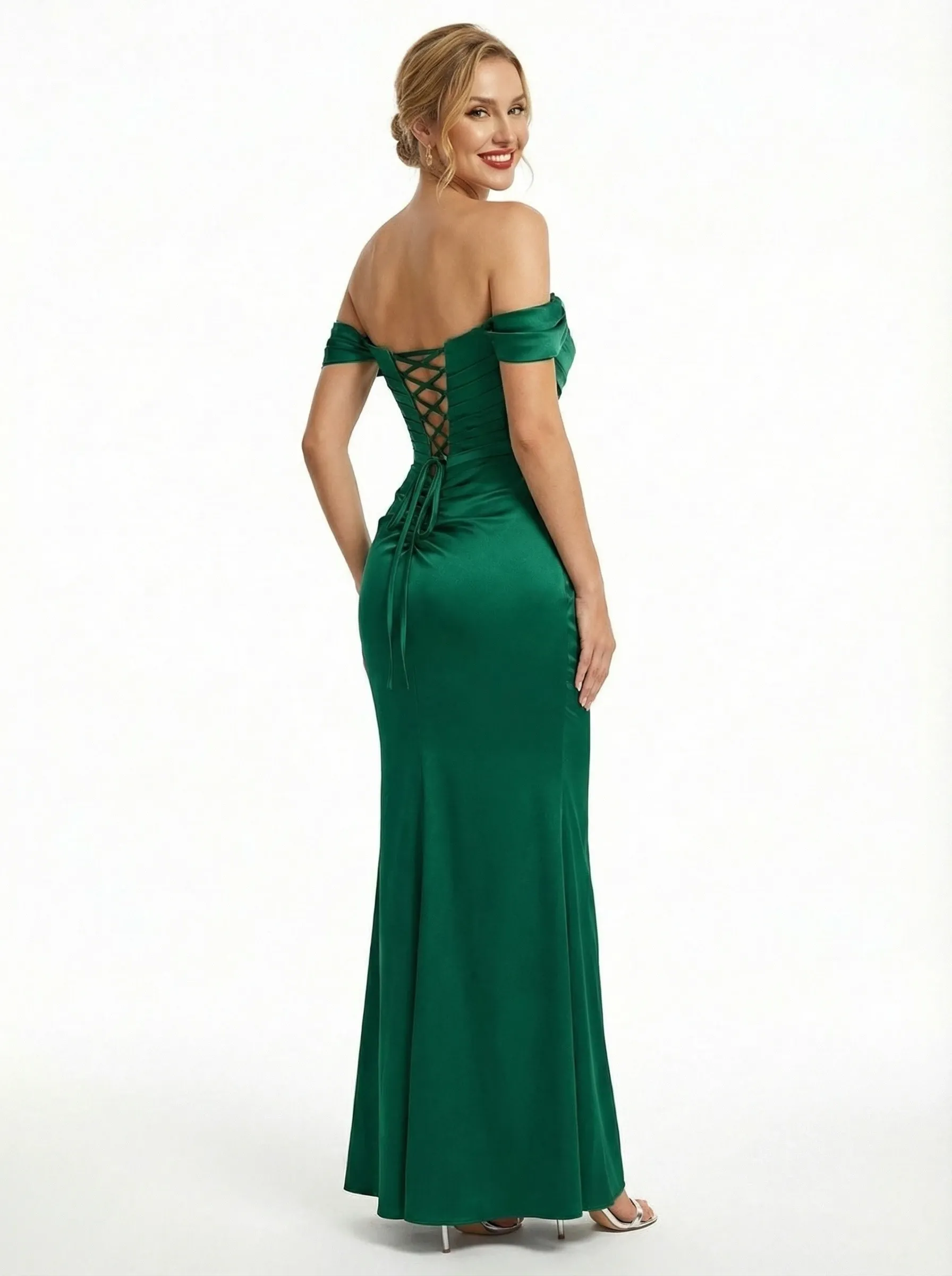 ChicSew Unique Off the Shoulder Ruched Satin Mermaid Prom Dress sold by ChicSew product image thumbnail 3