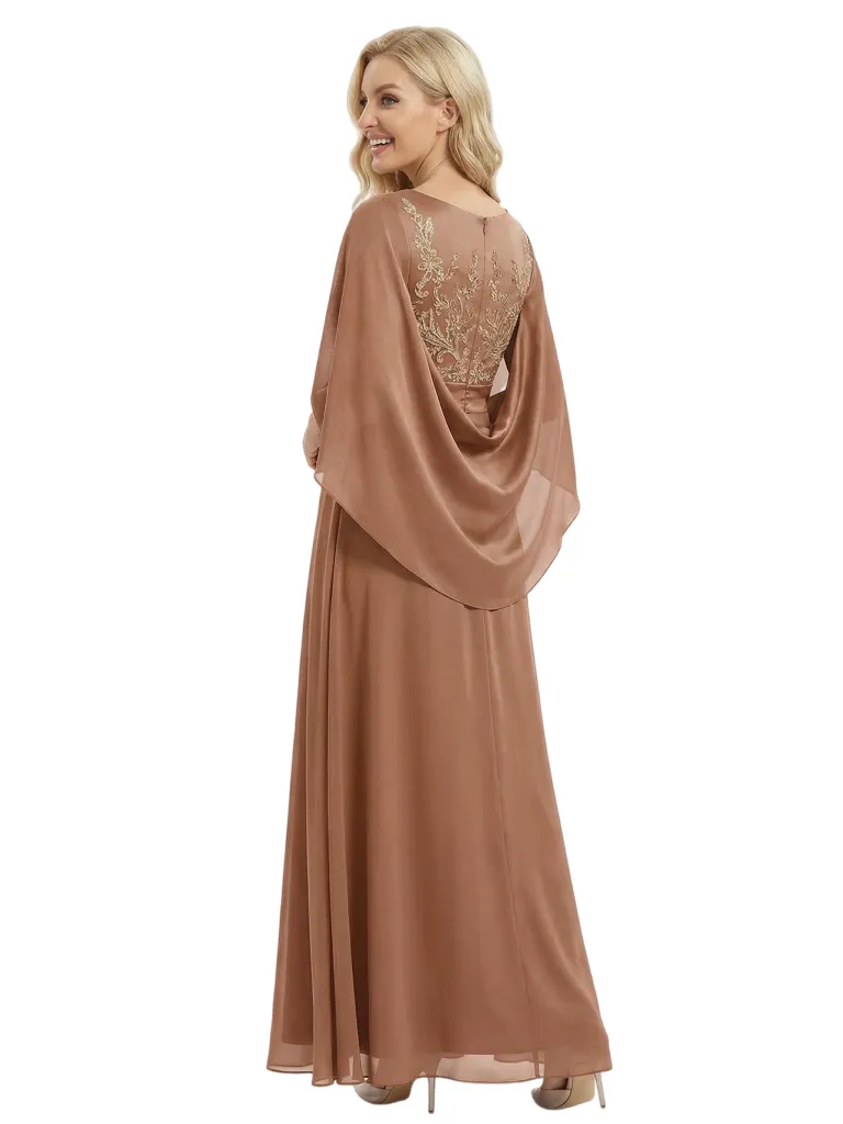 Stunning Scoop Lace Satin Long Mother of the Bride Dresses With Sleeve sold by ChicSew product image thumbnail 3