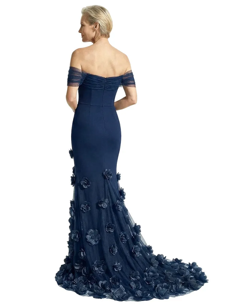 Unique Lace Handmade Flower Off Shoulder Mermaid Mother Of The Bride Gown sold by ChicSew product image thumbnail 3