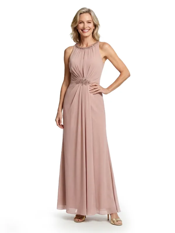 Fancy Halter Sleeveless Lace Appliques Chiffon Long Mother of the Bride dresses sold by ChicSew