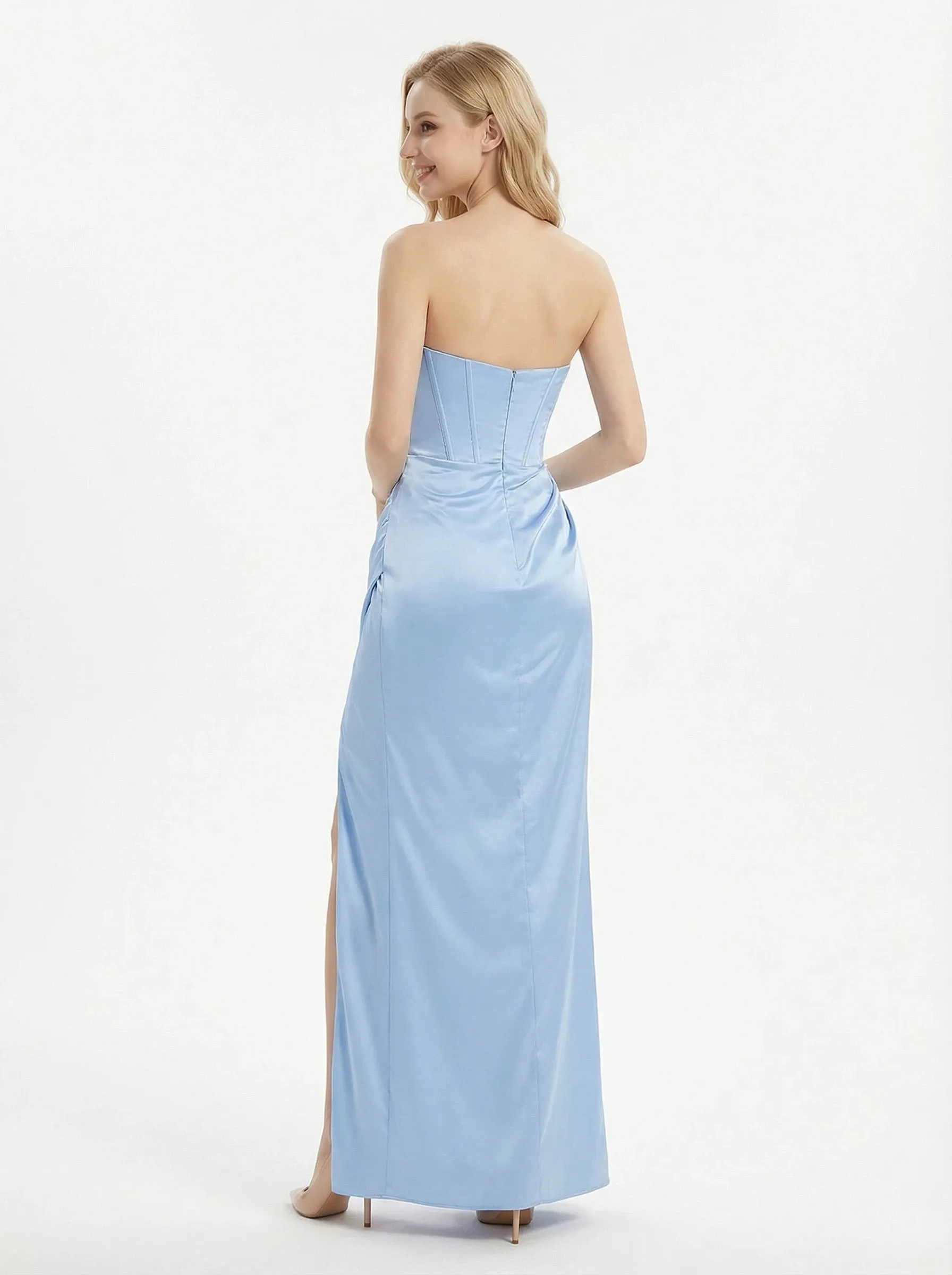 ChicSew Sexy Strapless Side Slit Boning Floor-Length Mermaid Satin Prom Gown sold by ChicSew product image thumbnail 3