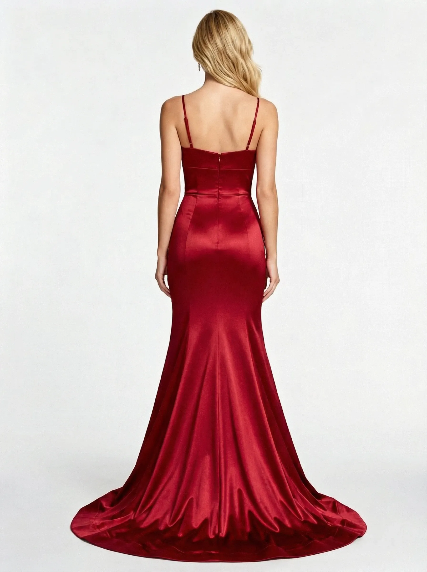 Sparkly Spaghetti Straps Mermaid Satin Prom Dresses with Beading sold by ChicSew product image thumbnail 3