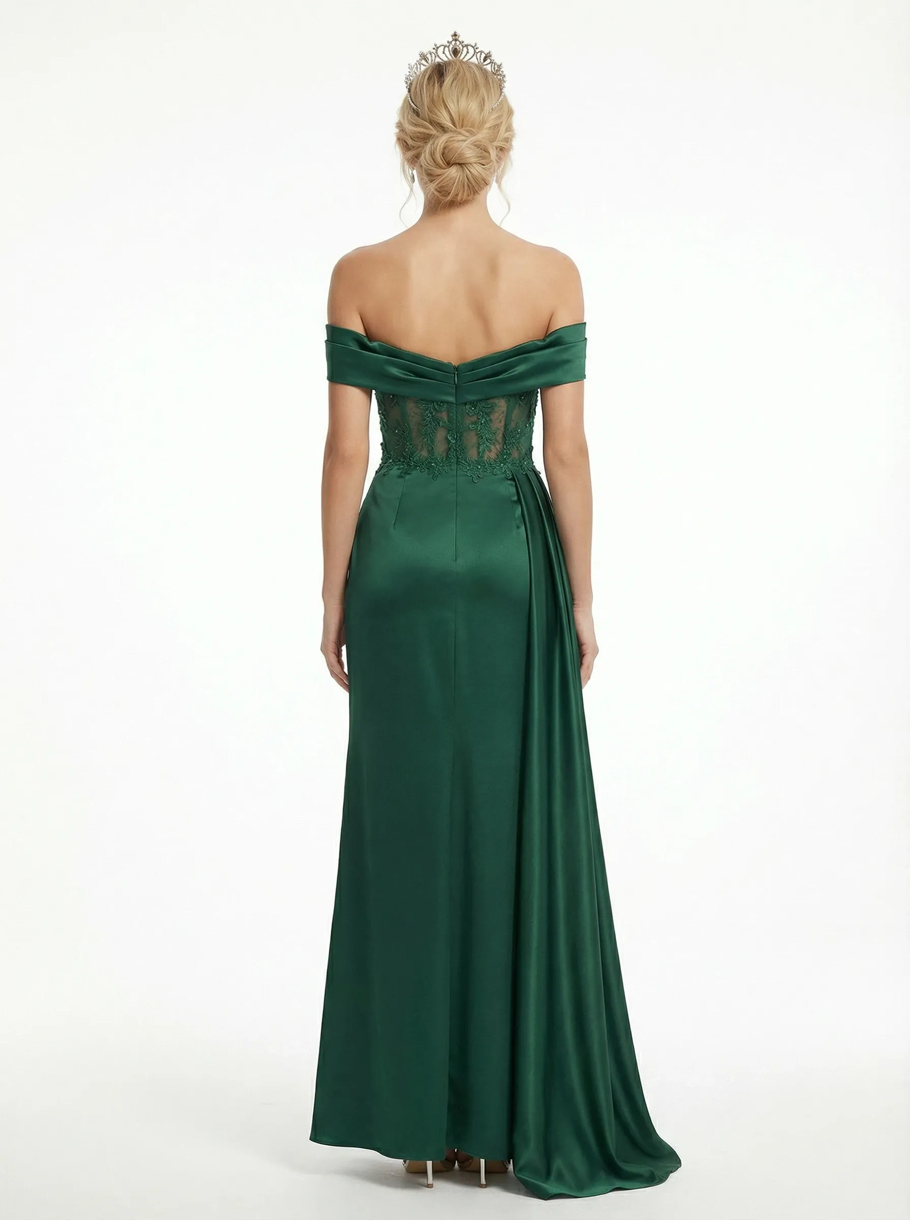 ChicSew Stunning Off The Shoulder Lace Cut Out Corset Long Mermaid Prom Dress Slit sold by ChicSew product image thumbnail 3