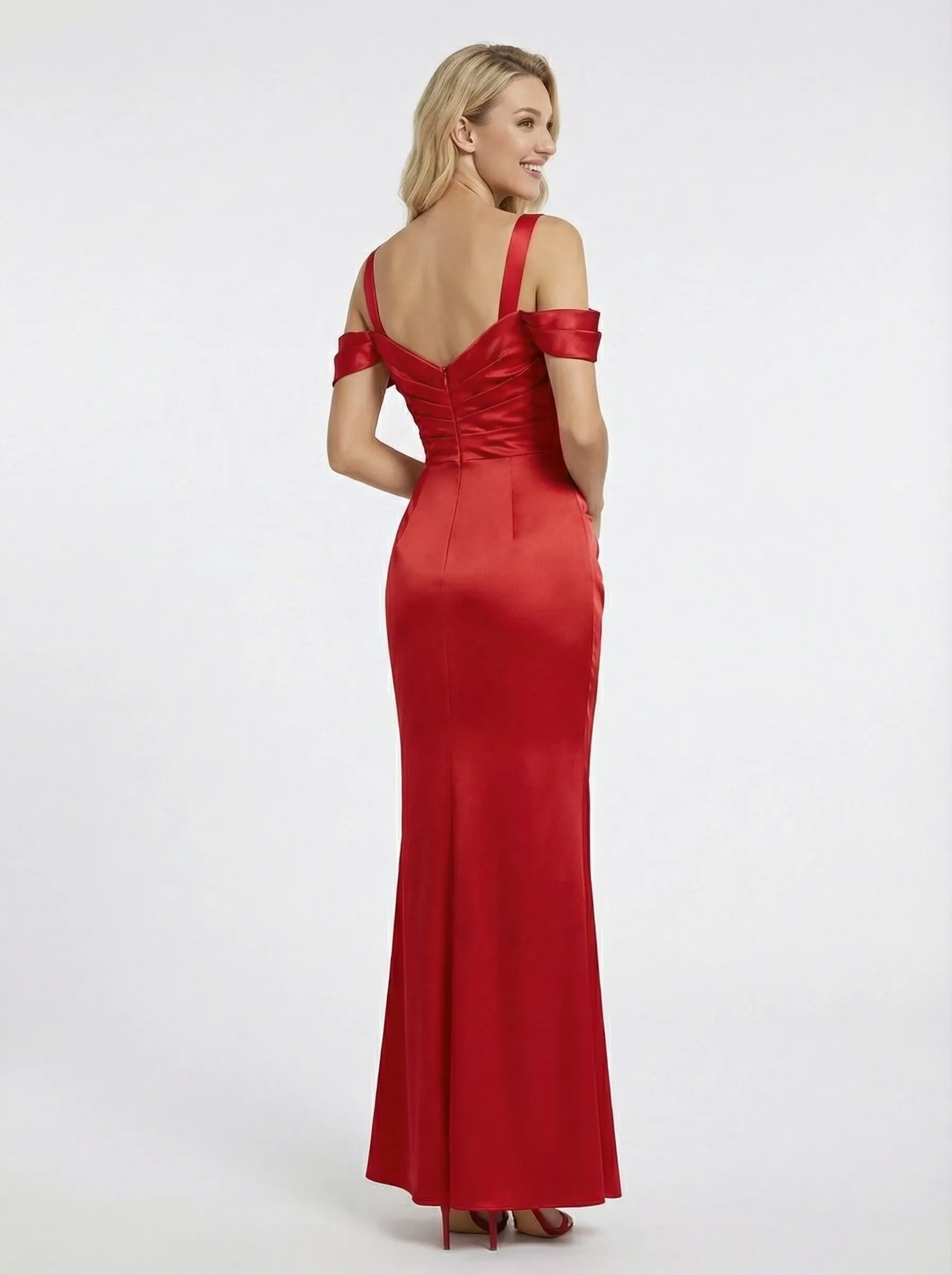 ChicSew Elegant Off the Shoulder Ruched Satin Mermaid Prom Dress sold by ChicSew product image thumbnail 3