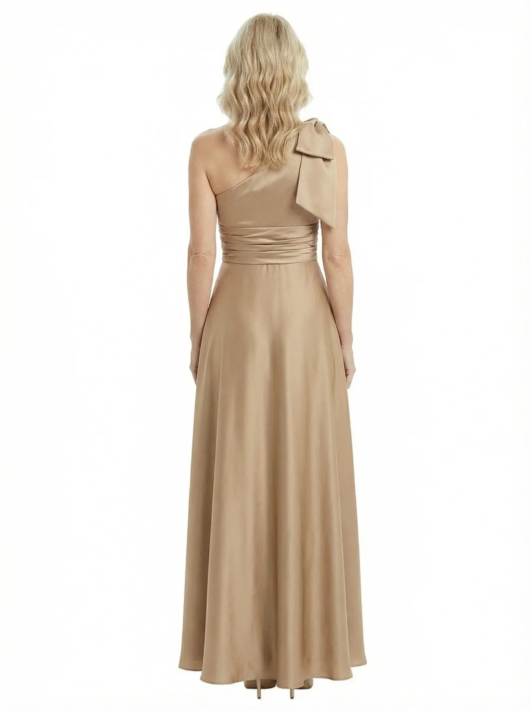 Sexy One Shoulder Sleeveless A-Line Ruched Satin Mother of the Groom Evening Dress sold by ChicSew product image thumbnail 2