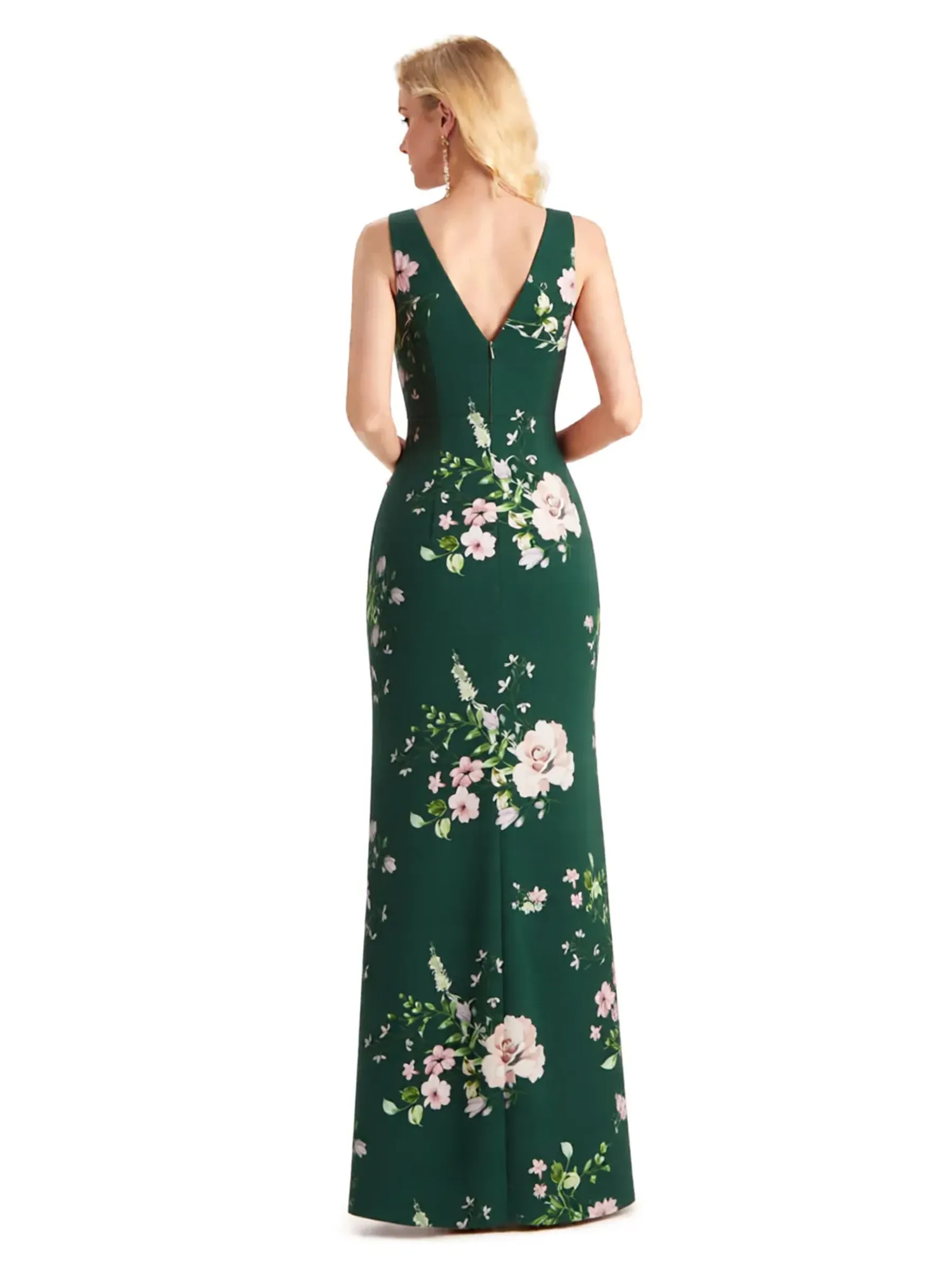 Beautiful Mermaid V-Neck Floral Satin Maxi Floral Formal Dresses For Women sold by ChicSew product image thumbnail 2