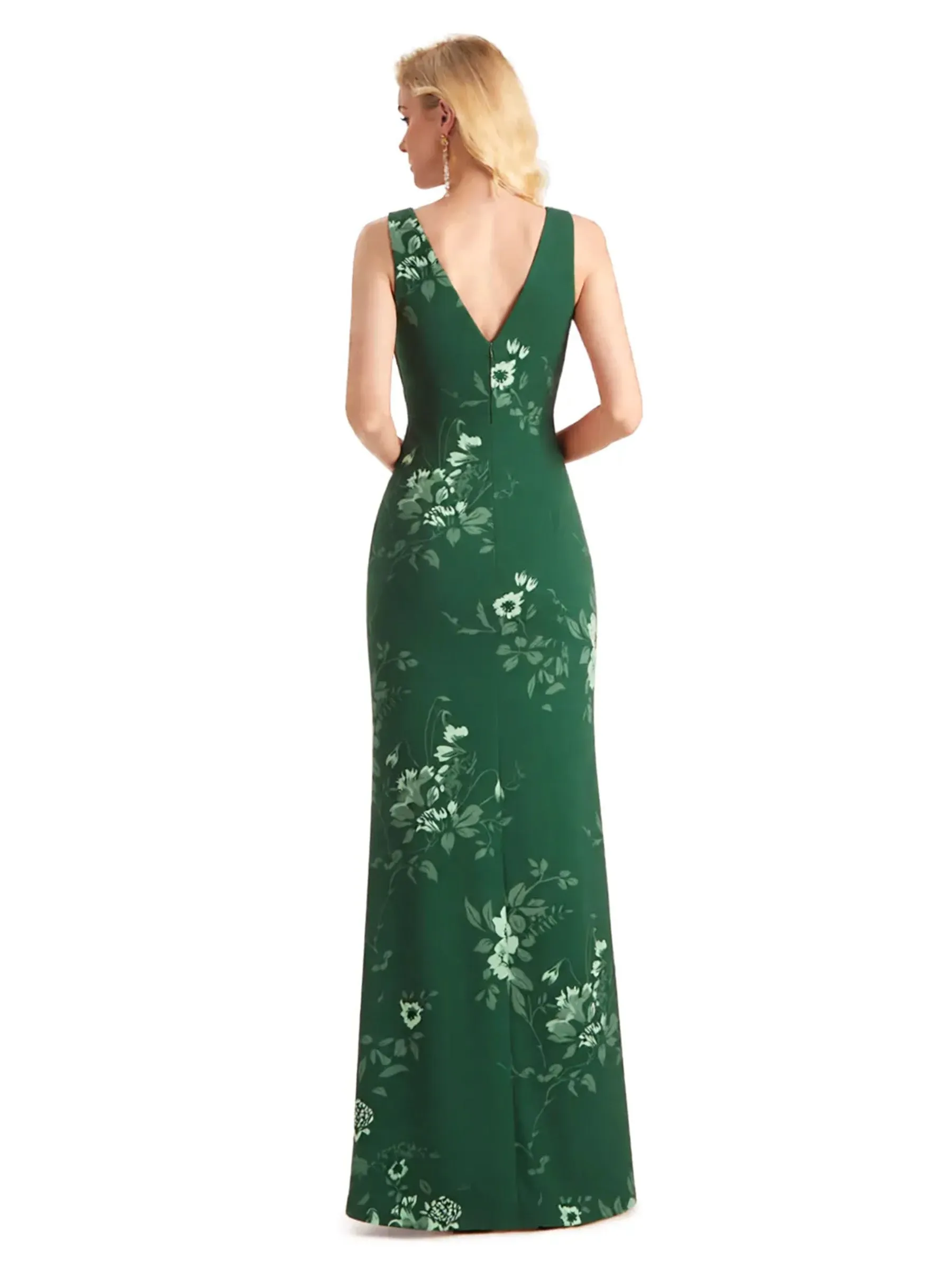 Beautiful Mermaid V-Neck Floral Satin Maxi Floral Formal Dresses For Women sold by ChicSew product image thumbnail 2