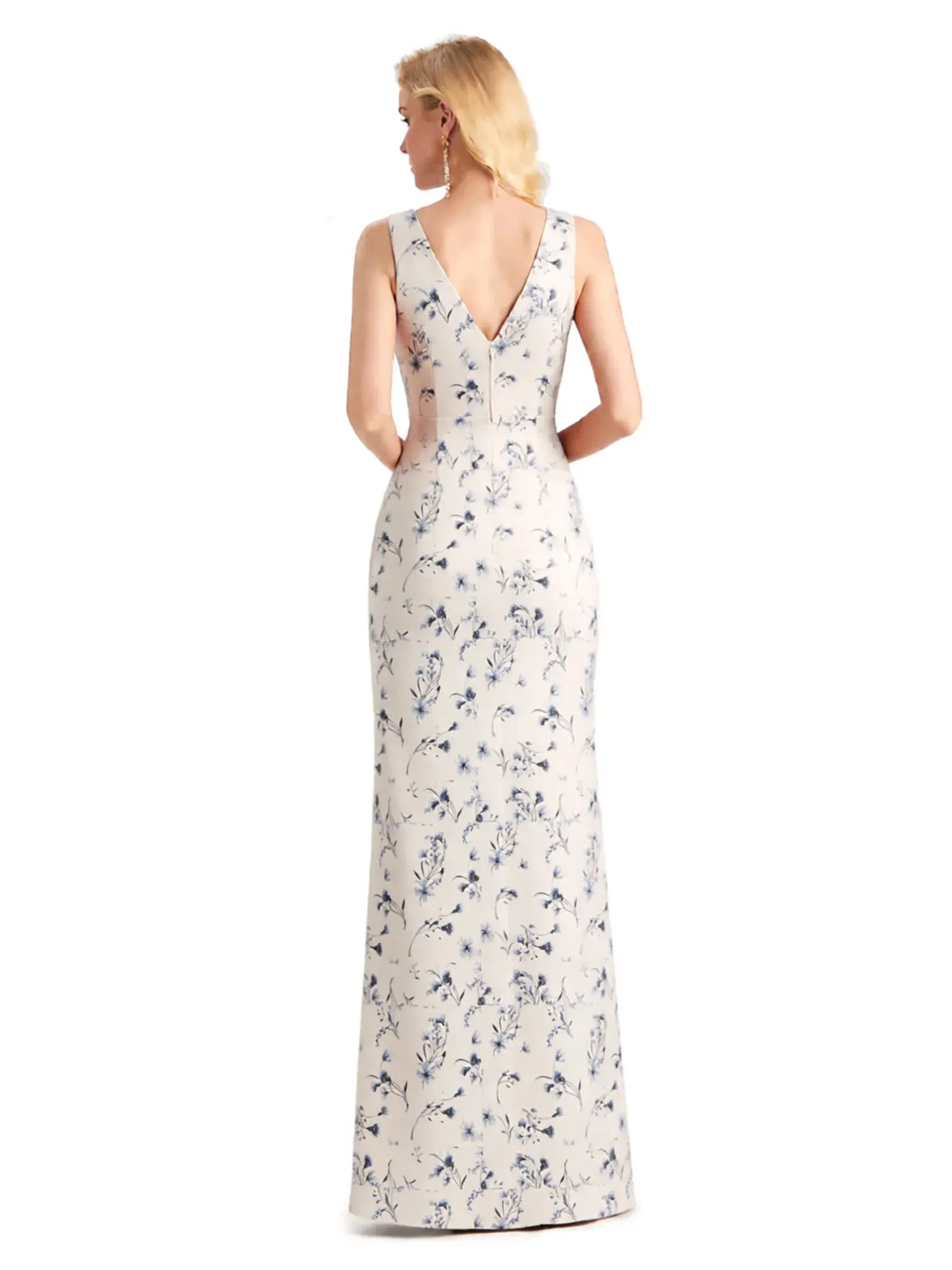 Beautiful Mermaid V-Neck Floral Satin Maxi Floral Formal Dresses For Women sold by ChicSew product image thumbnail 2