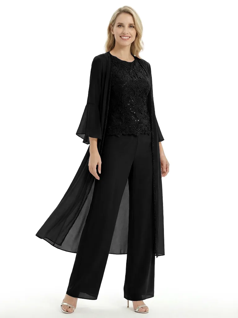 Mother Of The Groom PantSuit With Embroidered Lace Topper And Long Jacket sold by ChicSew product image thumbnail 5