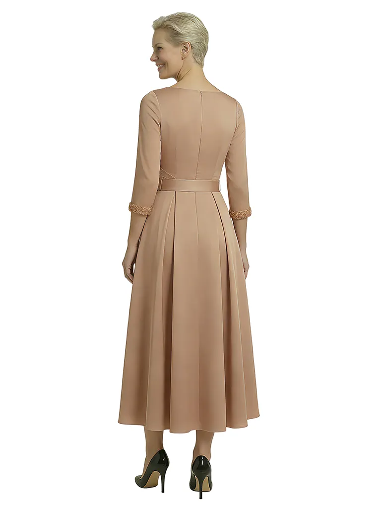 Elegant A-Line Tea Length Mother Of The Groom Gown With Sleeves sold by ChicSew product image thumbnail 3
