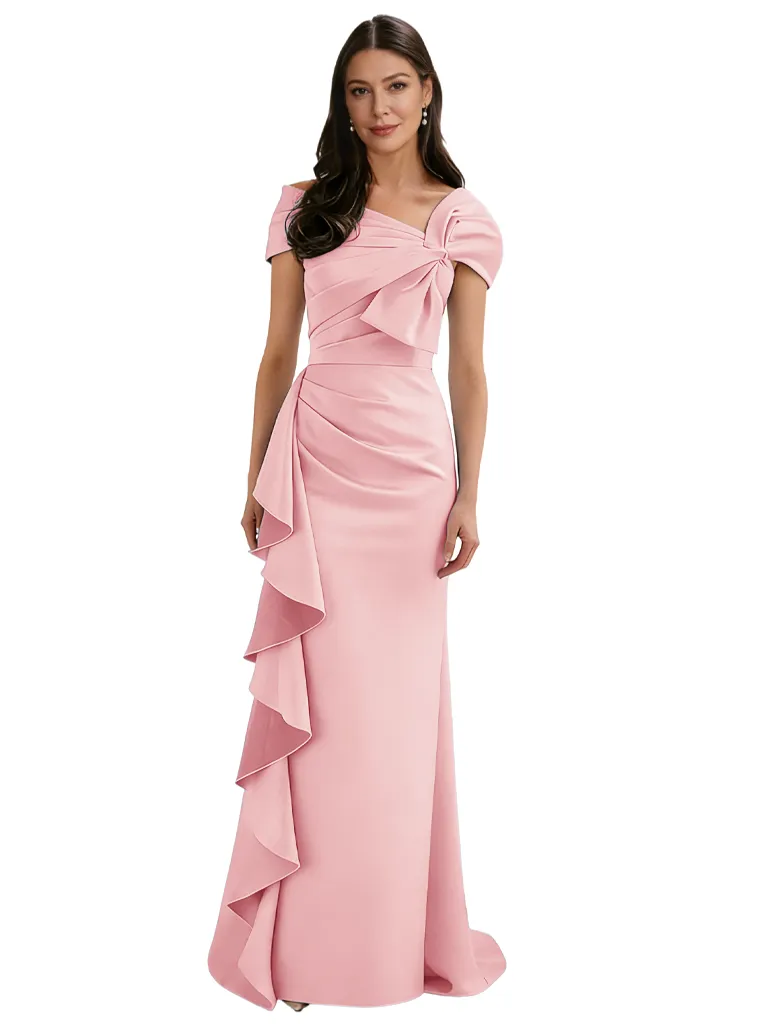 Fancy Asymmetrical Ruffles Mermaid Mother Of The Bride Satin Formal Gown sold by ChicSew product image thumbnail 5