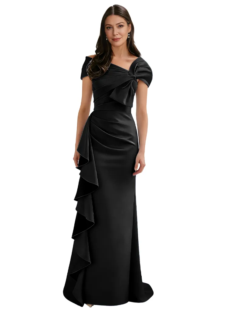 Fancy Asymmetrical Ruffles Mermaid Mother Of The Bride Satin Formal Gown sold by ChicSew product image thumbnail 3