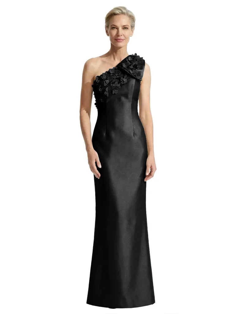 Unique 3D Floral Applique One Shoulder Mother Of The Bride Satin Maxi Gown sold by ChicSew product image thumbnail 4