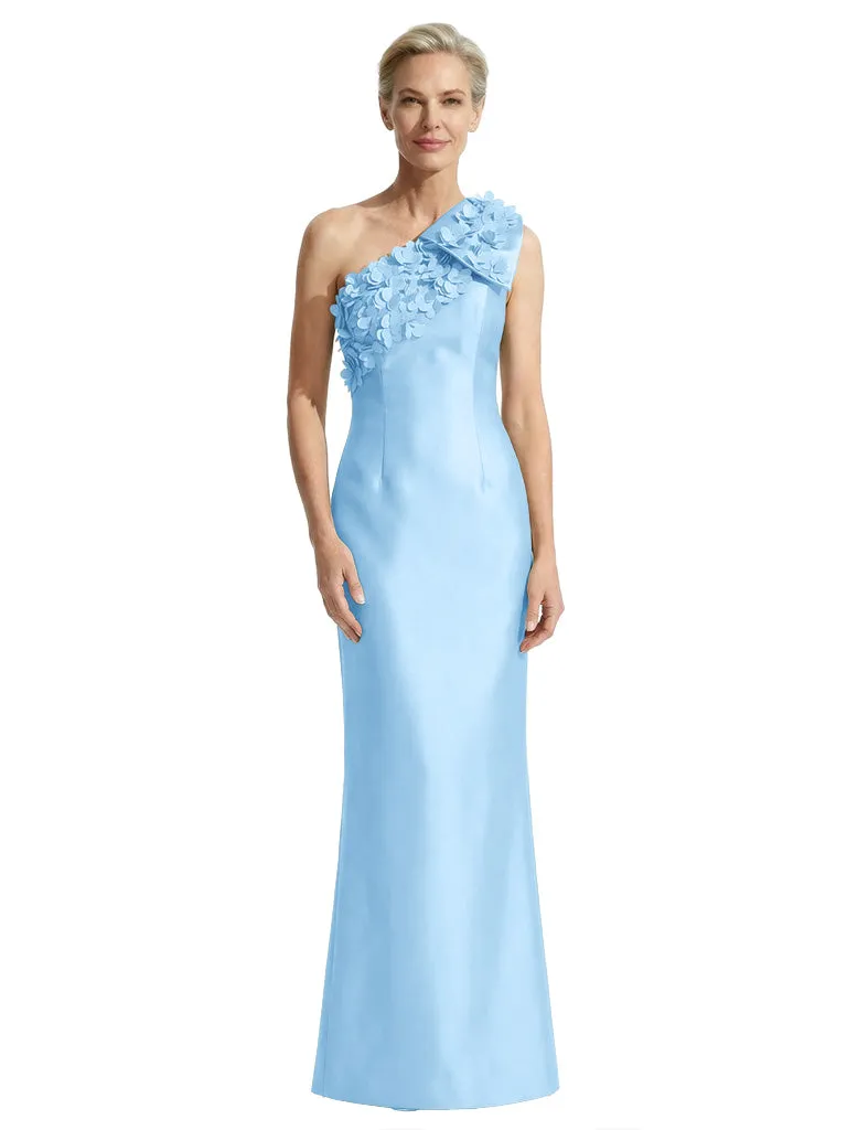 Unique 3D Floral Applique One Shoulder Mother Of The Bride Satin Maxi Gown sold by ChicSew product image thumbnail 5