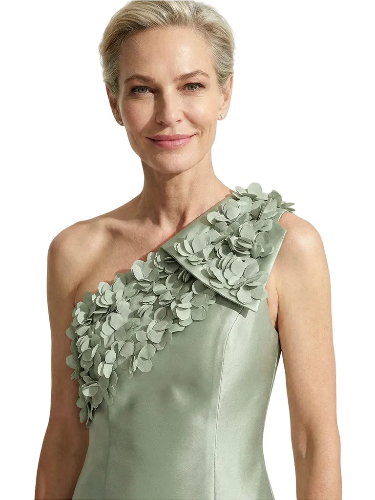 Unique 3D Floral Applique One Shoulder Mother Of The Bride Satin Maxi Gown sold by ChicSew product image thumbnail 2