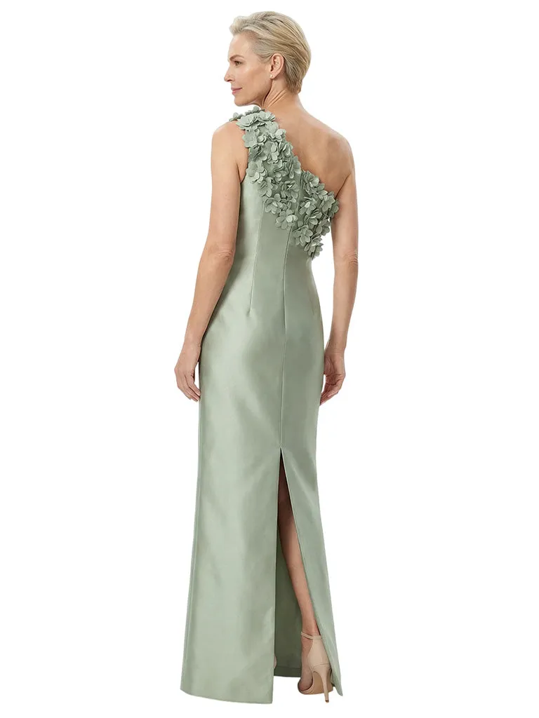 Unique 3D Floral Applique One Shoulder Mother Of The Bride Satin Maxi Gown sold by ChicSew product image thumbnail 3