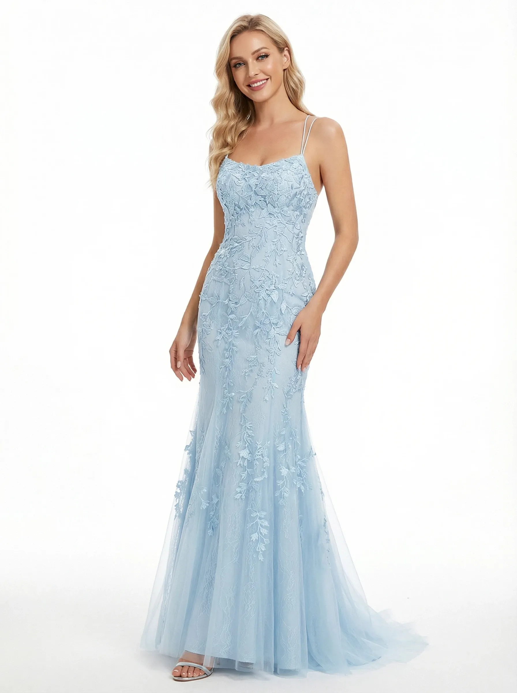 Glamorous Floral Lace Mermaid Gown Chic Strapless Long Prom Dress sold by ChicSew