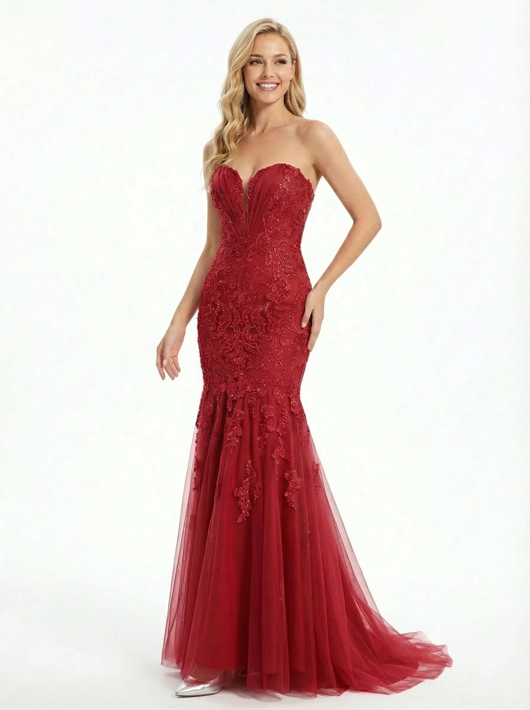 Sexy Strapless Sweetheart Lace Mermaid Formal Evening Prom Dress sold by ChicSew