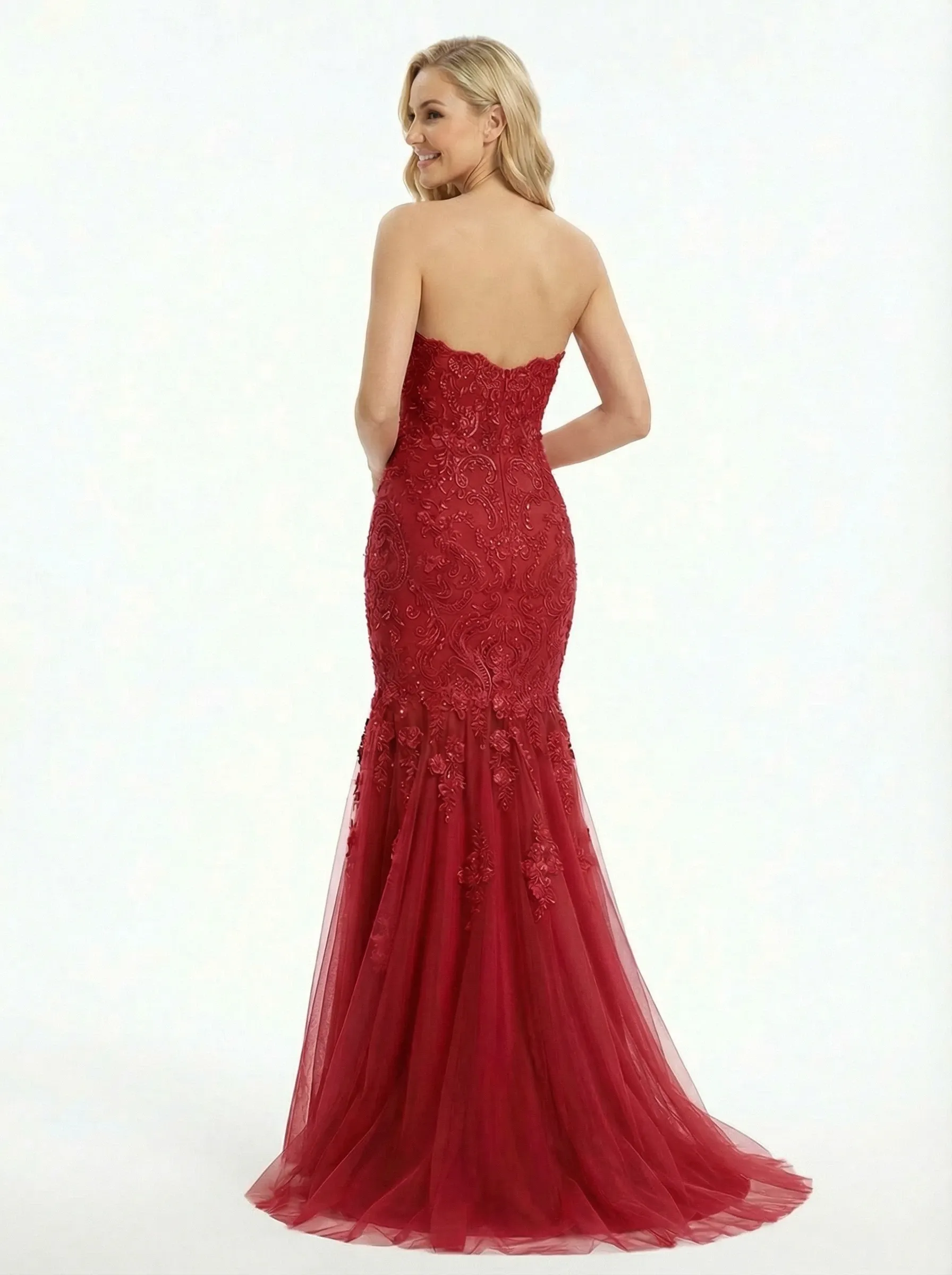 Sexy Strapless Sweetheart Lace Mermaid Formal Evening Prom Dress sold by ChicSew product image thumbnail 3