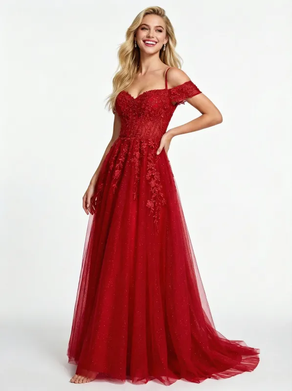 Elegant Cold Shoulder Long Lace A-line Party Prom Dress sold by ChicSew