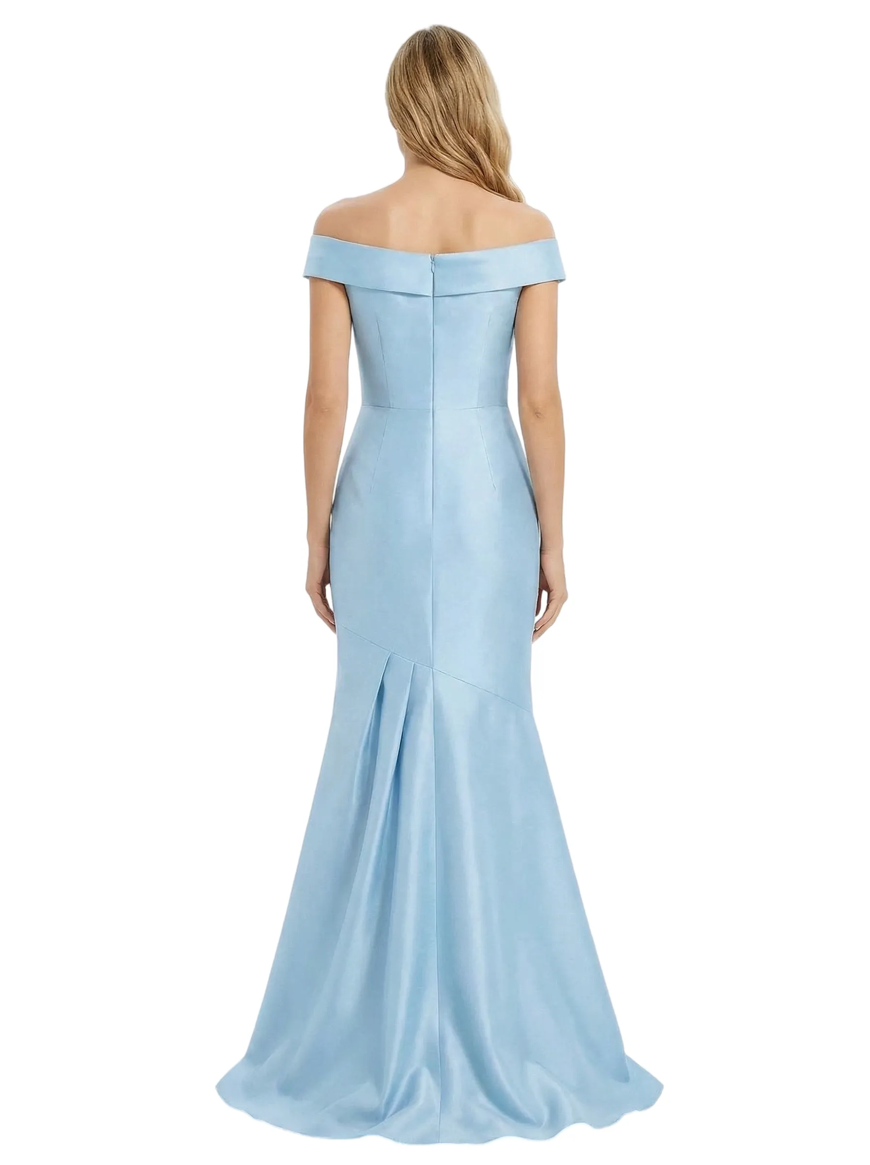 Simple V-Neck Off Shoulder Ruching Mermaid Satin Mother of the Groom Evening Dress sold by ChicSew product image thumbnail 3