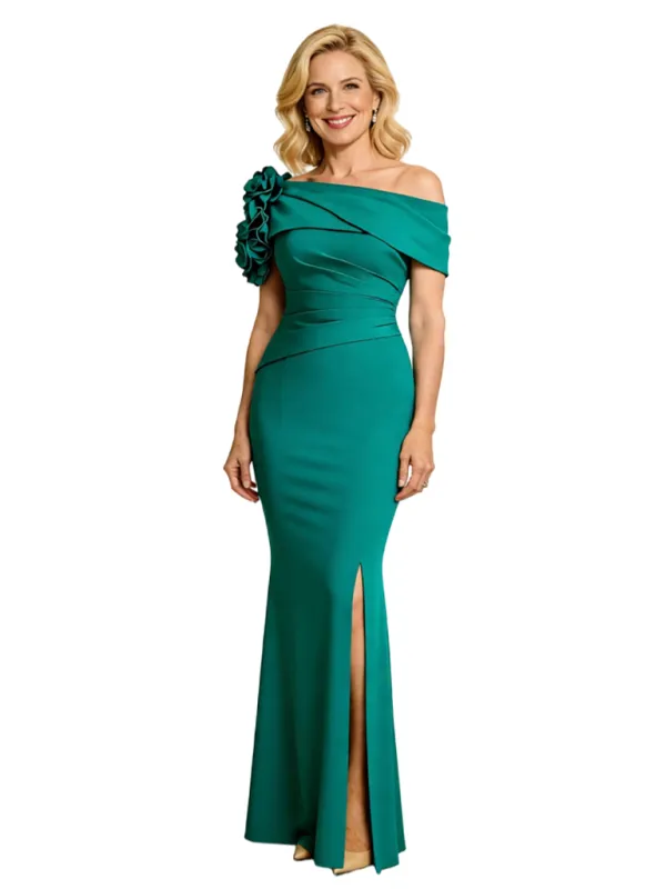 Sexy Off The Shoulder Mermaid Mother Of The Bride Gown With Flower And Side Slit sold by ChicSew