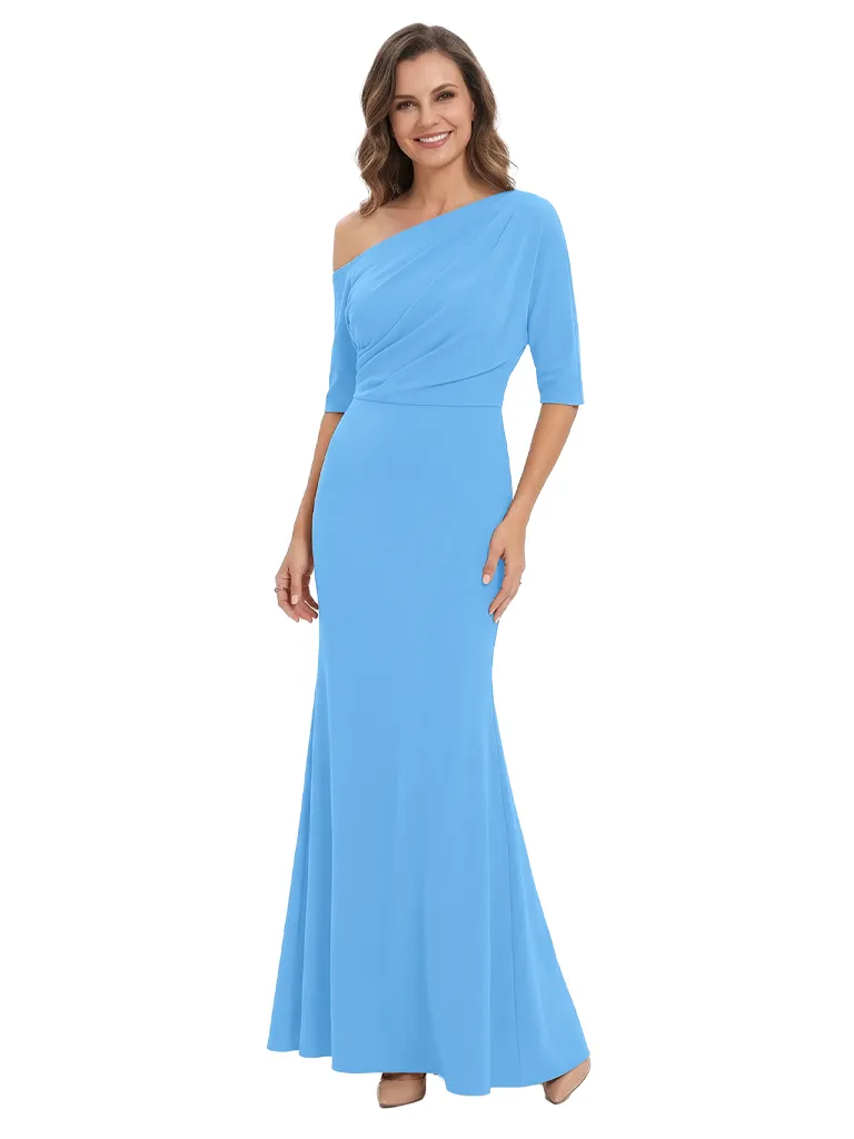 Simple Strapless Half Sleeves Asymmetric Chiffon Long Mother of the Bride dresses sold by ChicSew product image thumbnail 5