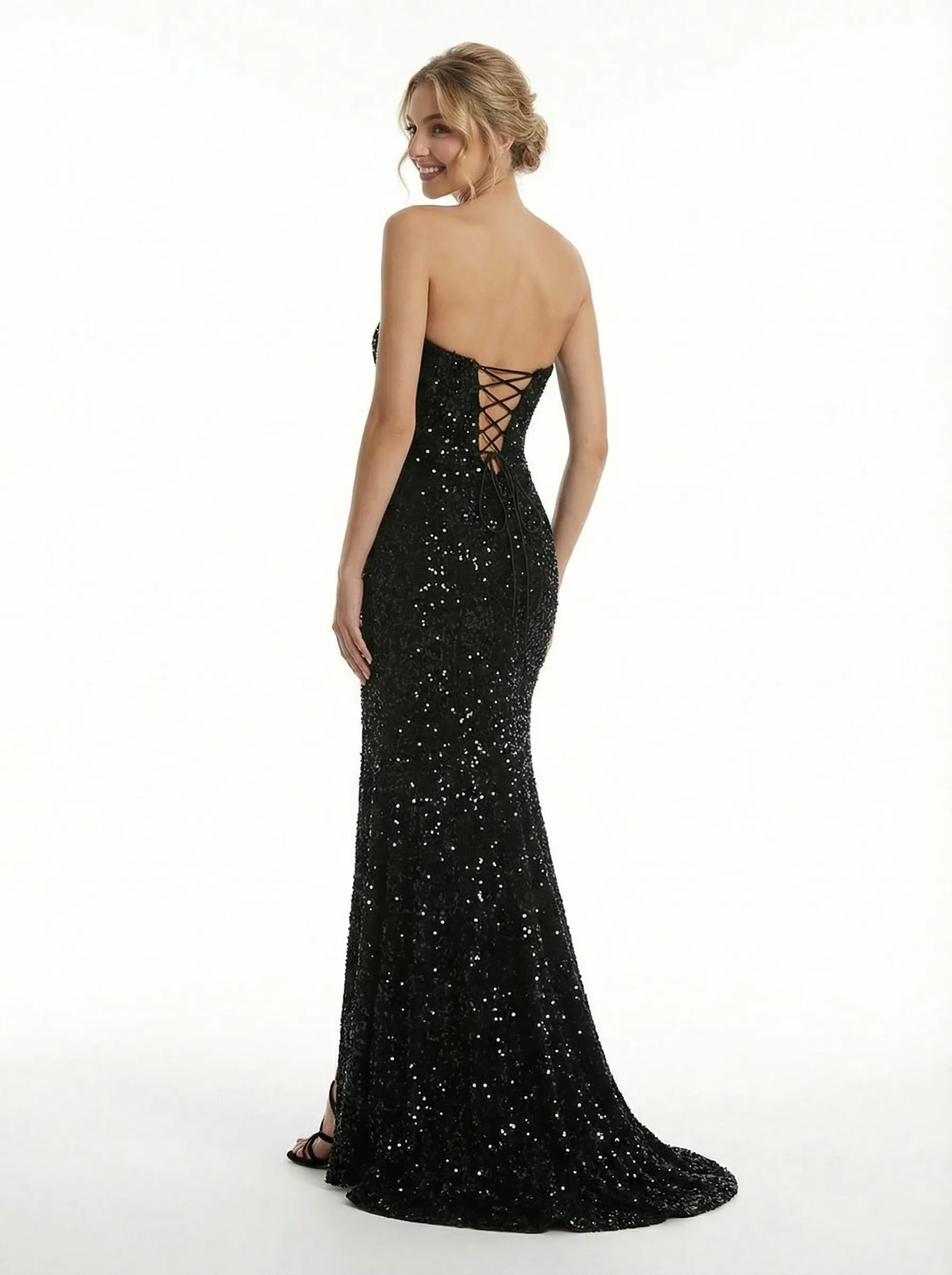 Sparkly Mermaid Sweetheart Sequins Long Party Prom Dresses sold by ChicSew product image thumbnail 3