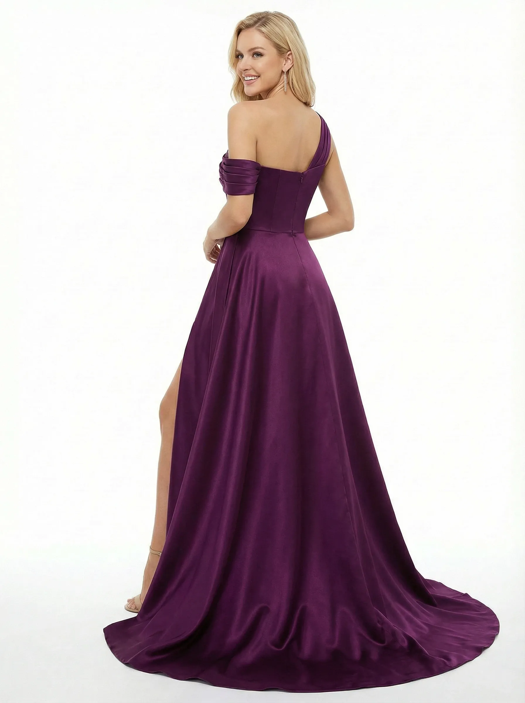 Elegant A-line Asymmetrical Off Shoulder Side Slit Long Party Prom Dresses sold by ChicSew product image thumbnail 2