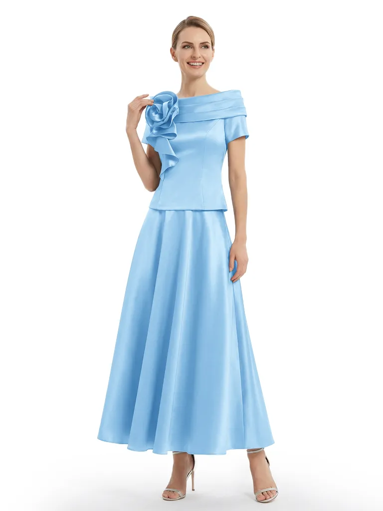 Unique Short Sleeves Off Shoulder A-Line Satin Mother of the Groom Evening Dress sold by ChicSew product image thumbnail 5