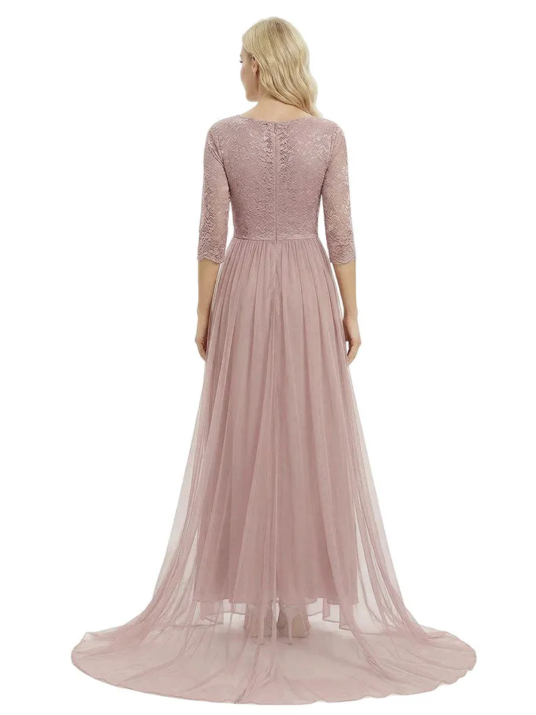 Pretty Lace Mother of the Groom Gown Chiffon Square Half Sleeves Maxi Dress sold by ChicSew product image thumbnail 3
