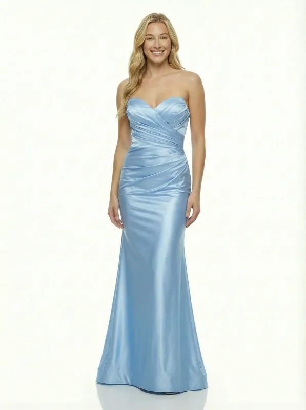 Elegant Sweetheart Neck Ruched Satin Mermaid Gown Sleek Sleeveless Formal Evening Dress sold by ChicSew