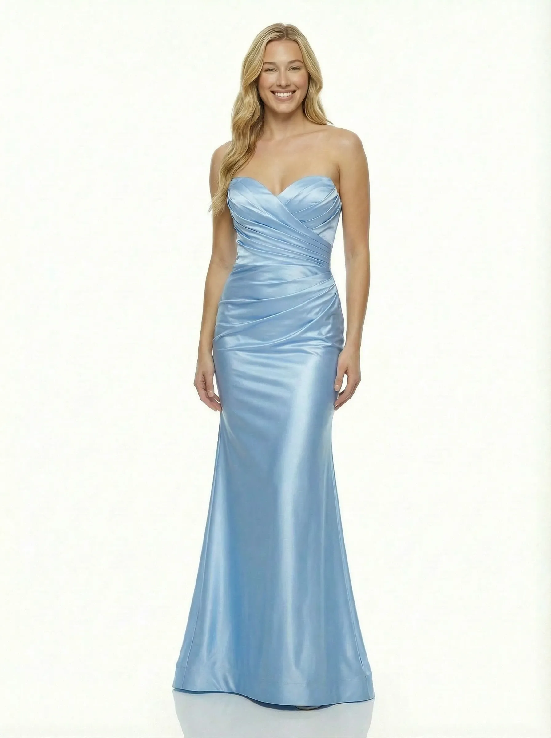 Elegant Sweetheart Neck Ruched Satin Mermaid Gown Sleek Sleeveless Formal Evening Dress sold by ChicSew